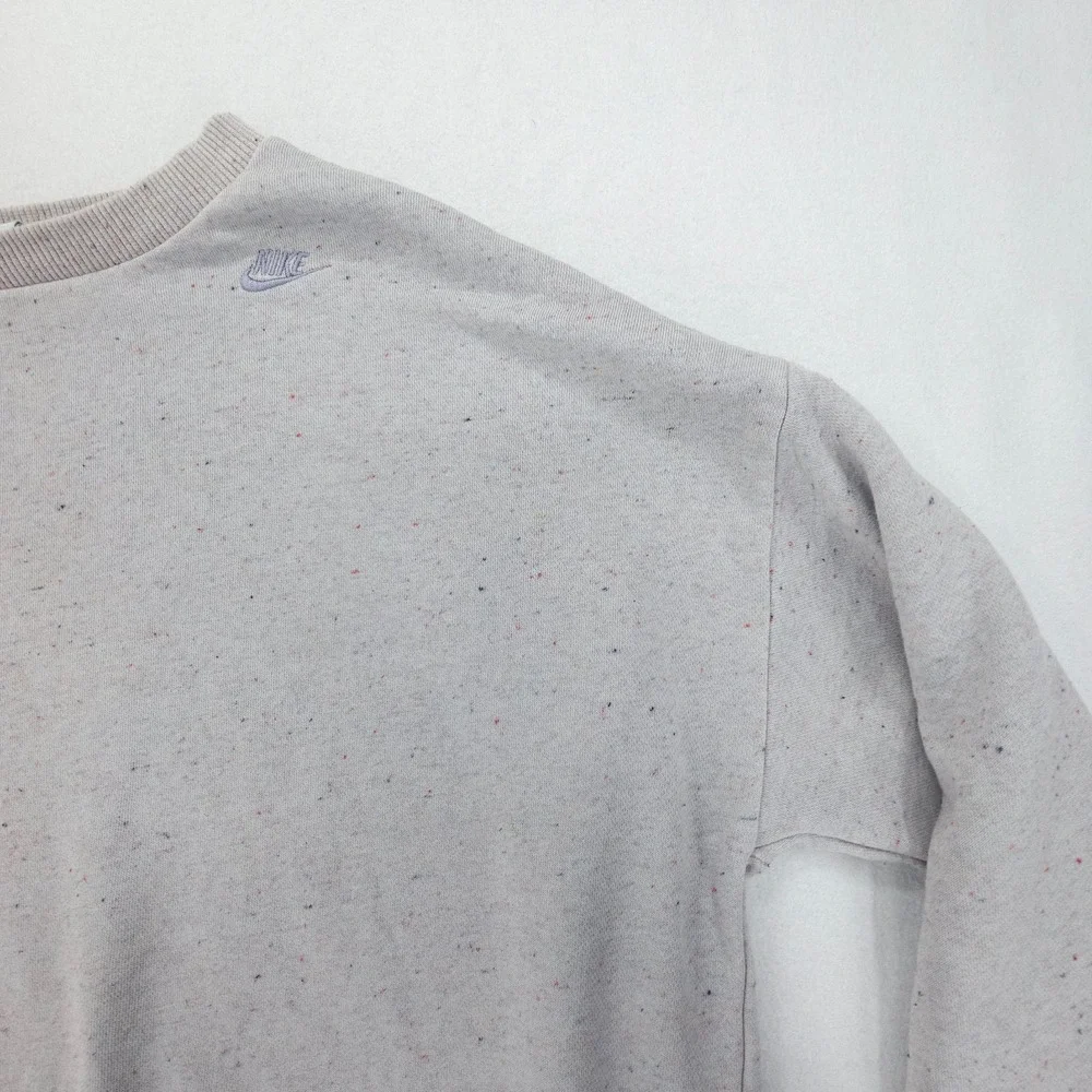 Nike Sweatshirt Kids XL Gray Sportswear NSW Icon Speckled Fleece Logo Crewneck